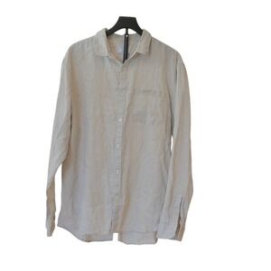 Cotton On Mens Long Sleeve Linen Button Up Shirt Size XL Beige Oatmeal